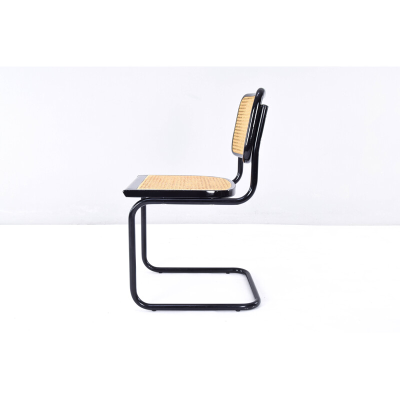 Lot de 4 chaises vintage B32 Cesca noires modernes de Marcel Breuer, Italie 1970