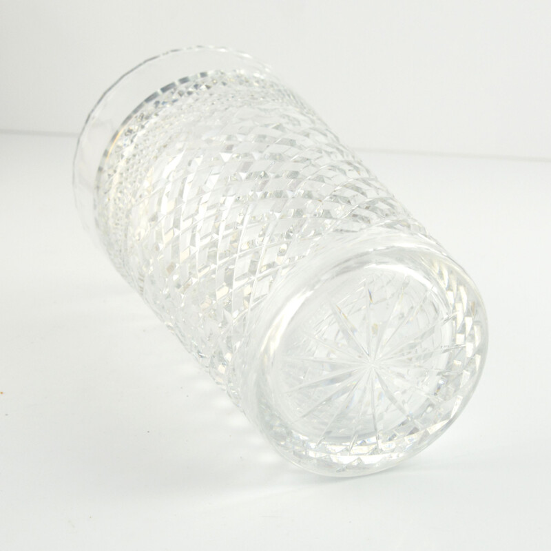 Vase vintage en cristal de Huta Szkła Hortensja & Piotrków Trybunalski, Pologne 1970