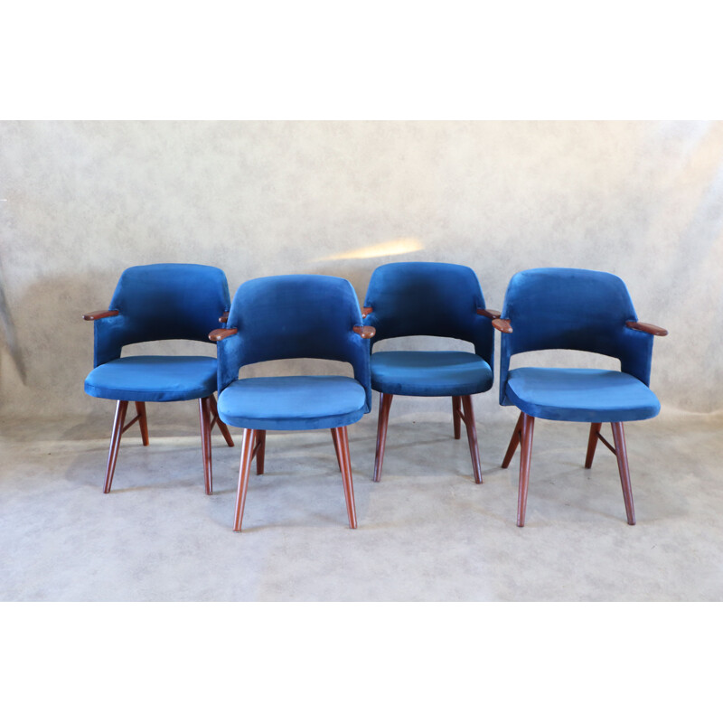 Lot de 4 chaises vintage Ft30 en teck moderne par Cees Braakman pour Pastoe 1960