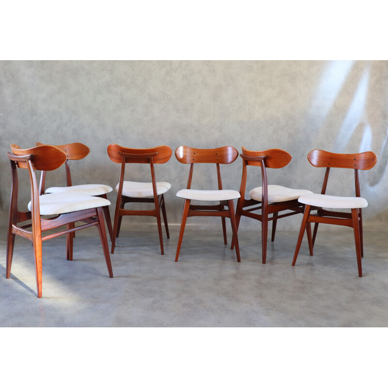 Set of 6 vintage Karstrup chairs by Louis Van Teeffelen for Webe