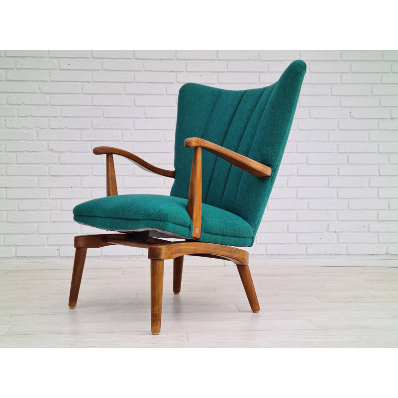 Vintage armchair with tilt function furniture fabric, Danish 1960s