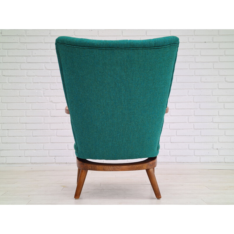 Fauteuil vintage en tissu d'ameublement à fonction d'inclinaison, Danemark 1960