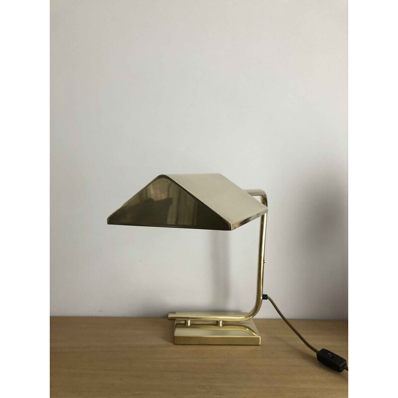 Lampe de bureau vintage en laiton, Italienne 1980