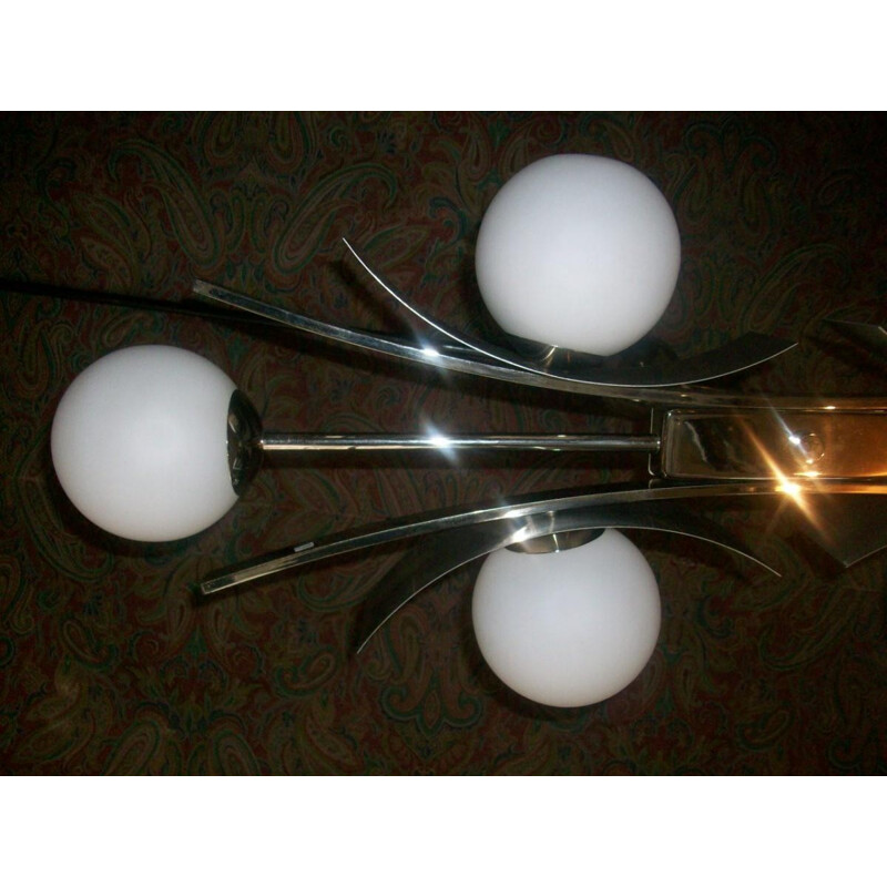 Mid century modern chandelier in chrome metal - 1960s