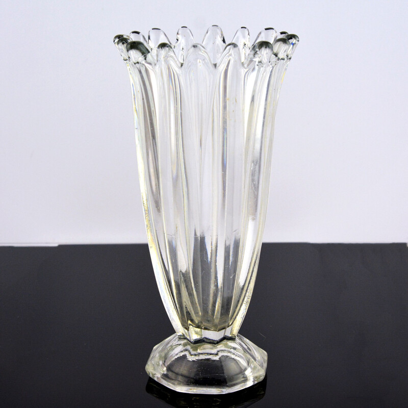 Vintage Glass vase from Hortensja Glassworks, Poland 1960s