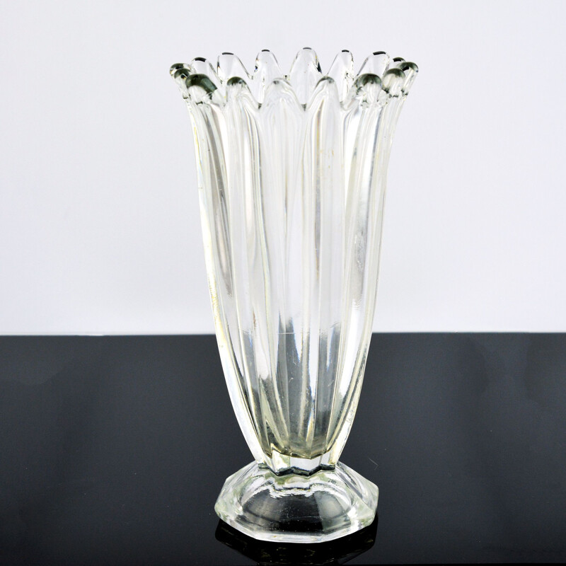 Vase vintage en verre de la verrerie de Hortensja, Pologne 1960