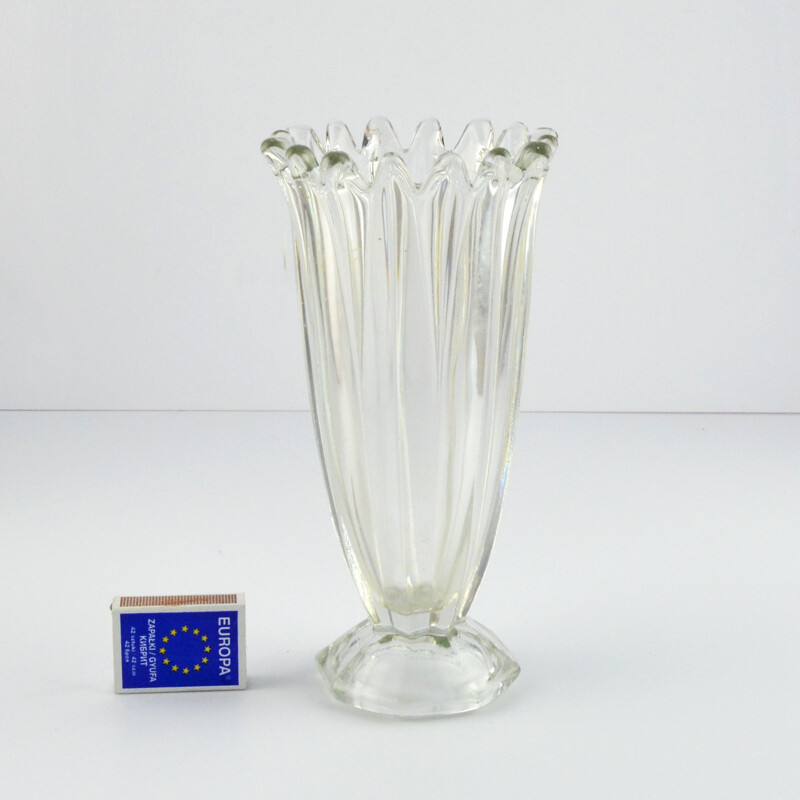 Vase vintage en verre de la verrerie de Hortensja, Pologne 1960