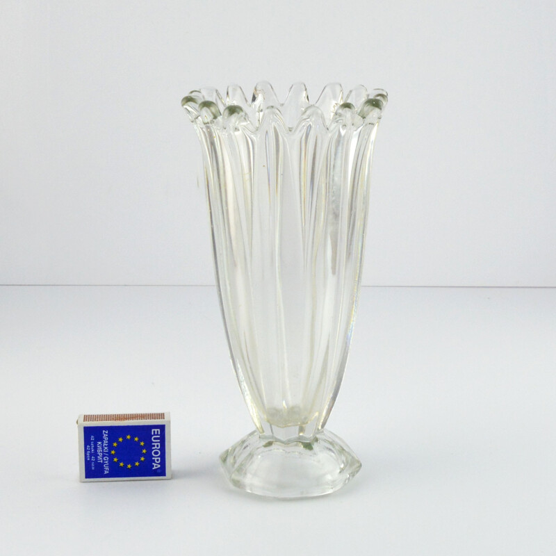 Vintage Glass vase from Hortensja Glassworks, Poland 1960s