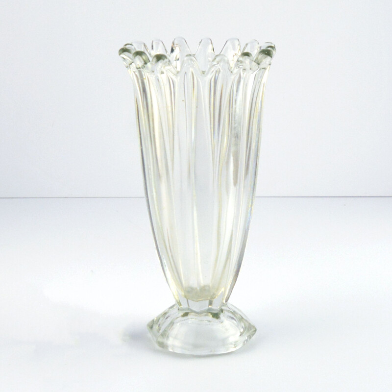 Vintage Glass vase from Hortensja Glassworks, Poland 1960s