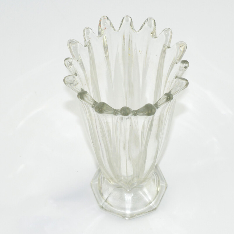 Vintage Glass vase from Hortensja Glassworks, Poland 1960s