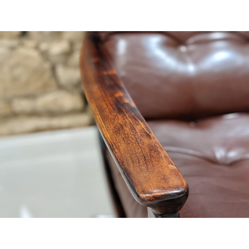 Vintage swivel armchair in leatherette 1970s