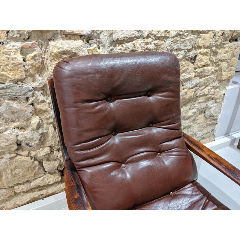 Vintage swivel armchair in leatherette 1970s