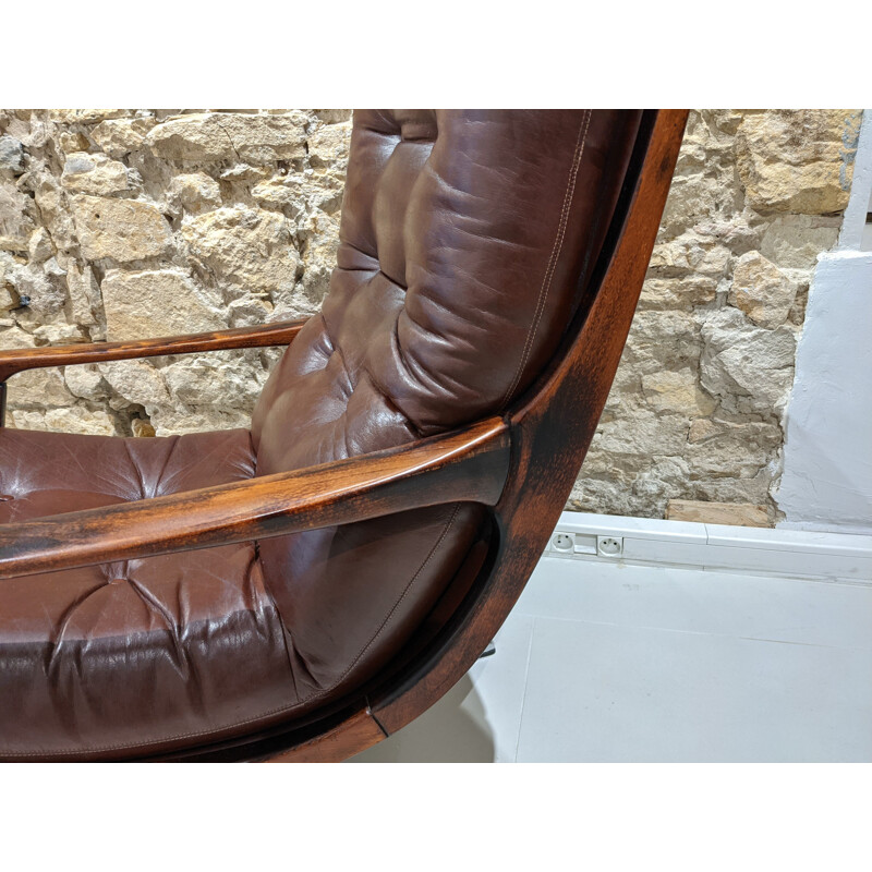 Vintage swivel armchair in leatherette 1970s