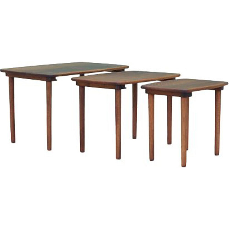 Set of 3 vintage walnut coffee tables, Denmark 1960s