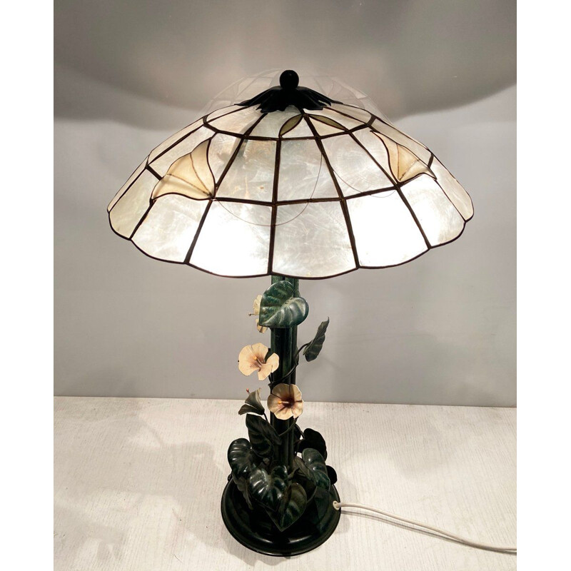 Vintage Tole Table Lamp, Italian 1970s