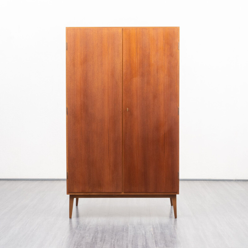 Vintage teak wardrobe with shelves, Scandinavian 1960s