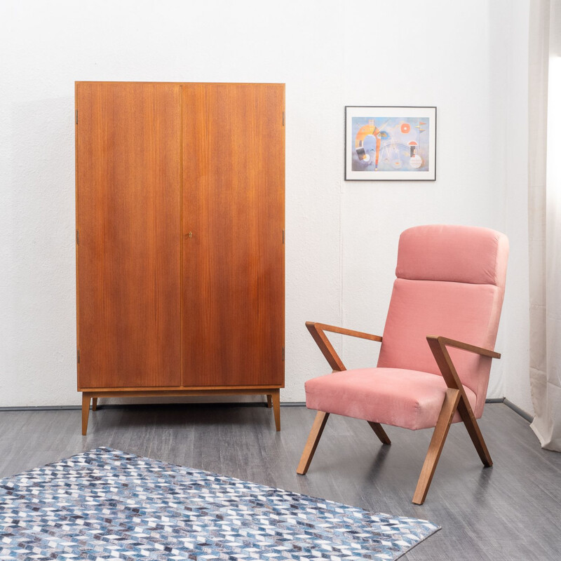 Vintage teak wardrobe with shelves, Scandinavian 1960s