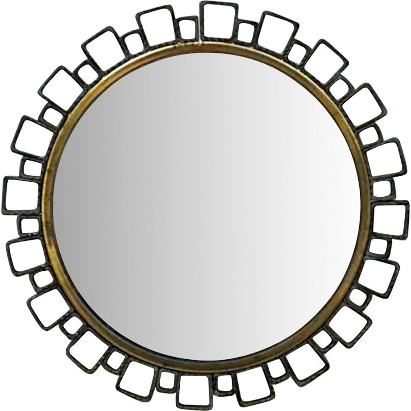 Vintage Cast iron illuminated mirror by Hillebrand, Germany 1960s