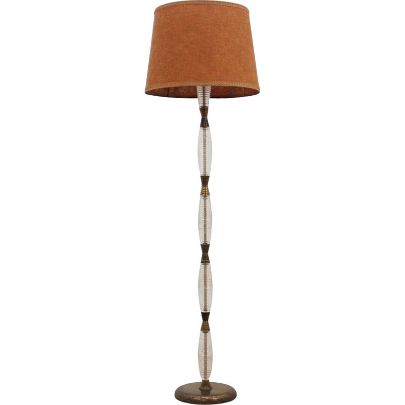 Lampada da terra vintage in vetro cordonato di Ercole Barovier, 1940