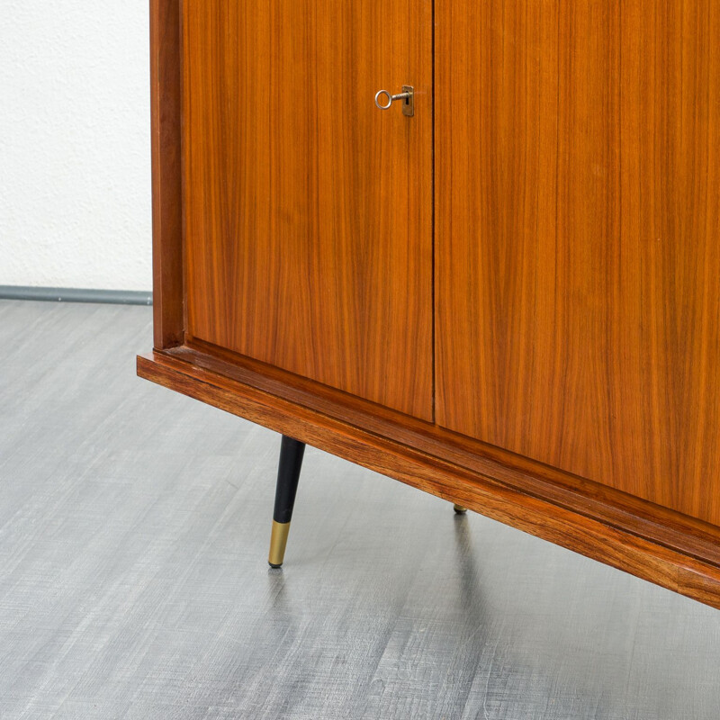 Vintage highboard with showcase compartment walnut, Italian 1950s