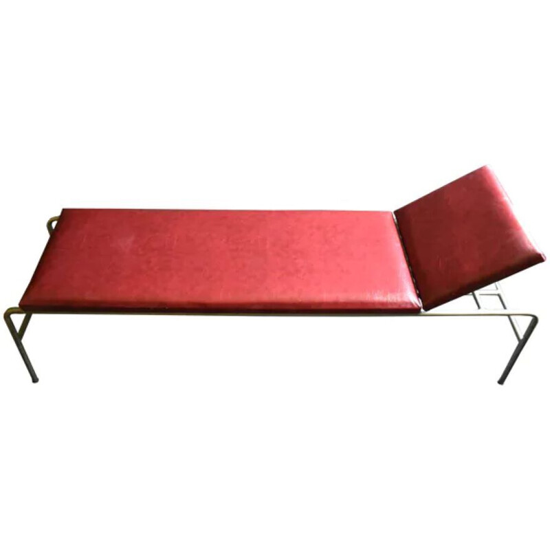 Vintage Industrial day bed in red leather 1950s