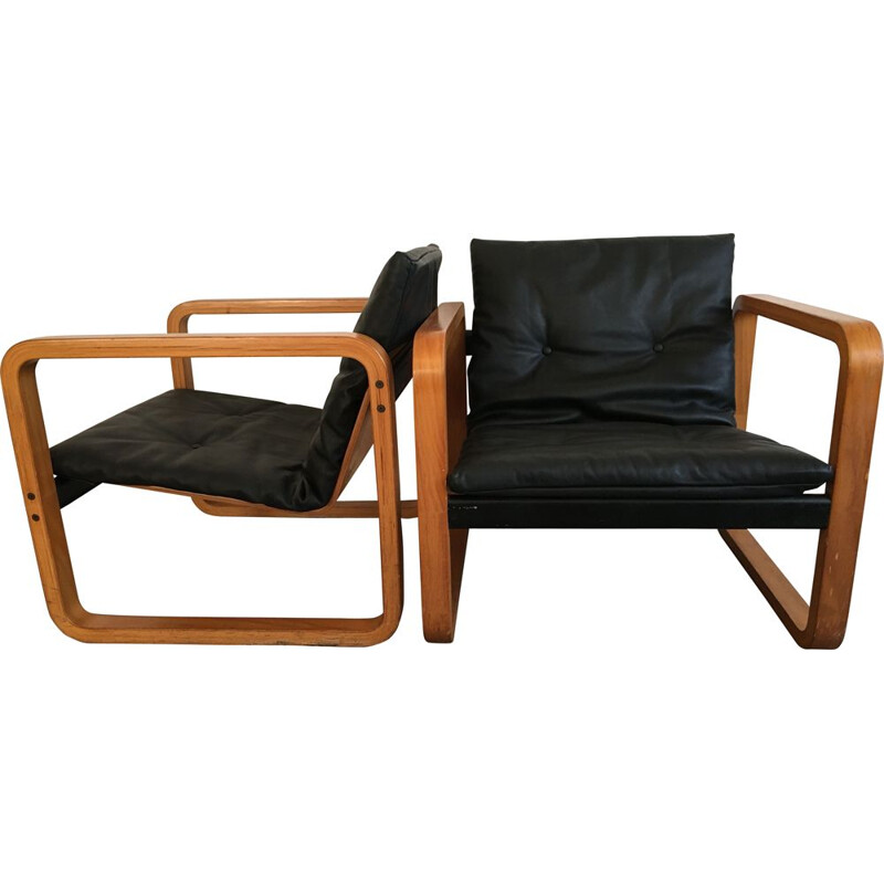 Paire de fauteuils lounge vintage Alvar Aalto