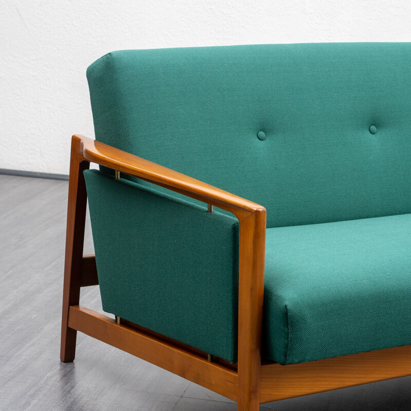 Vintage sofa in walnut with fold-out function 1960s