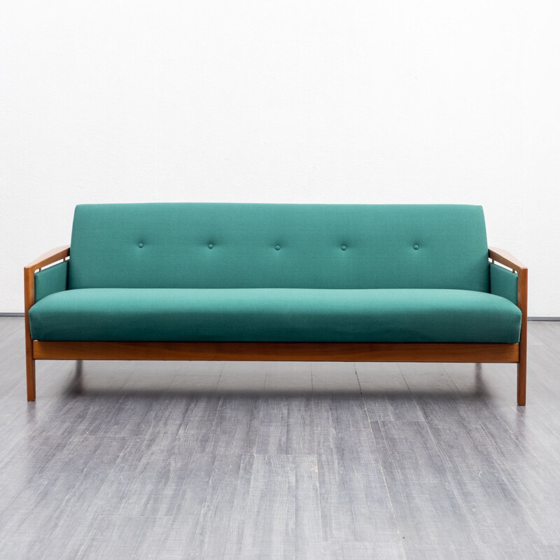 Vintage sofa in walnut with fold-out function 1960s