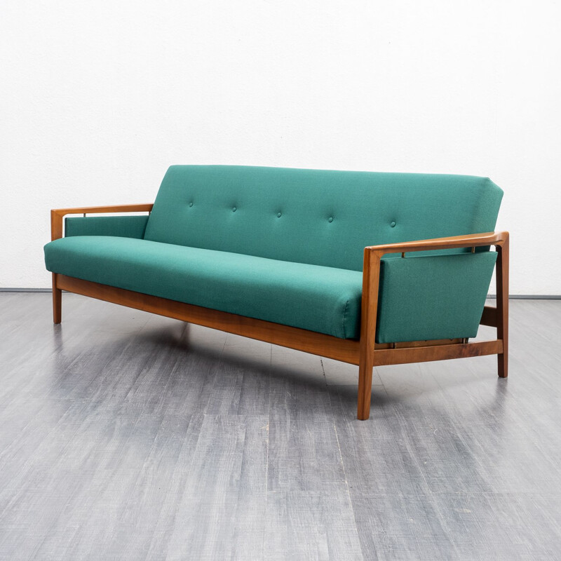 Vintage sofa in walnut with fold-out function 1960s