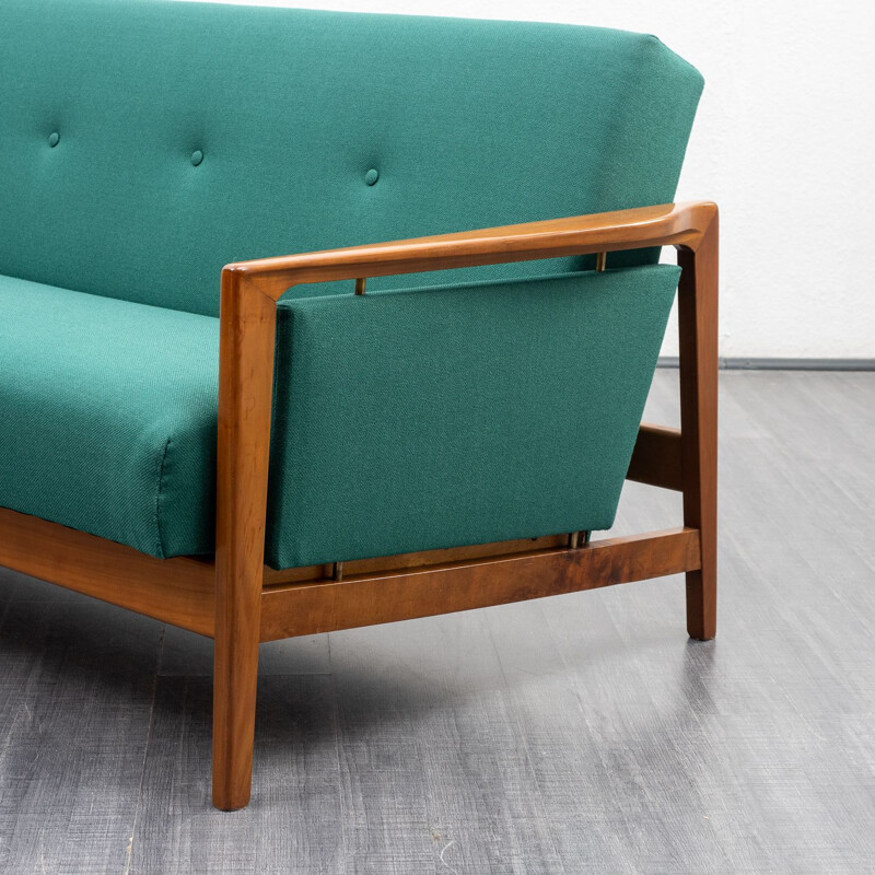 Vintage sofa in walnut with fold-out function 1960s