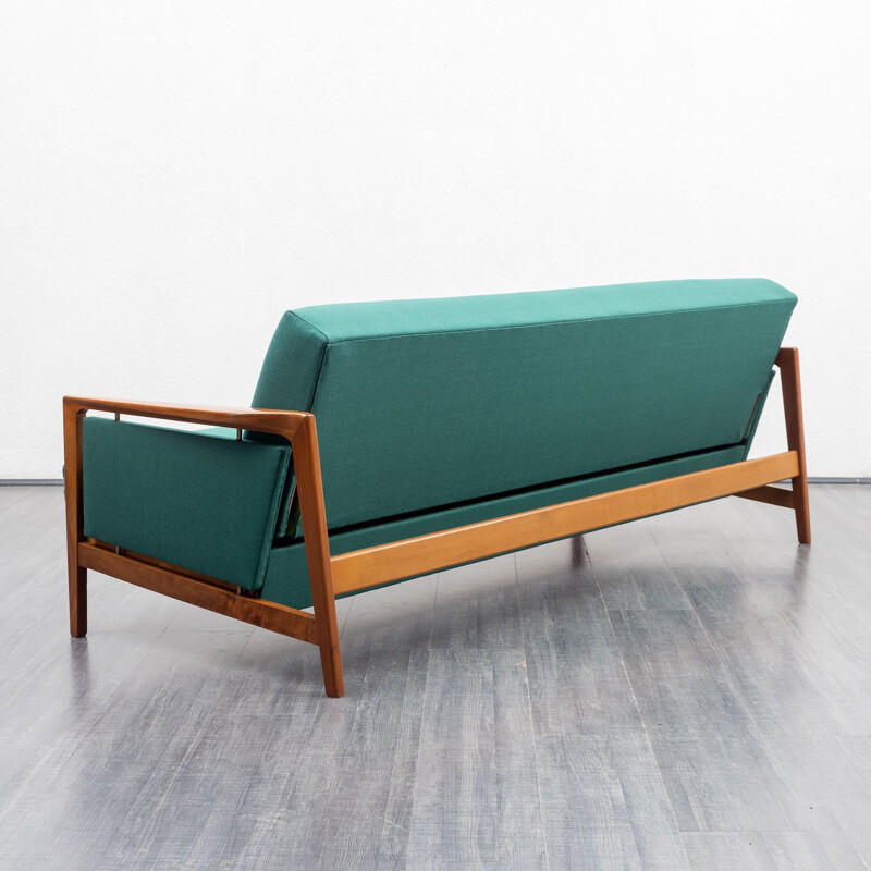 Vintage sofa in walnut with fold-out function 1960s