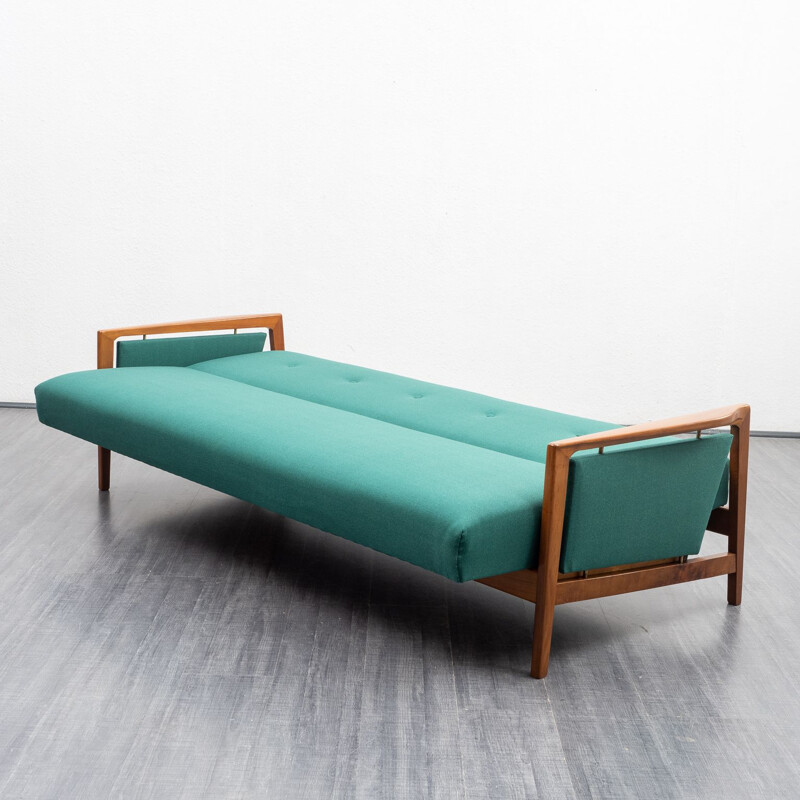 Vintage sofa in walnut with fold-out function 1960s