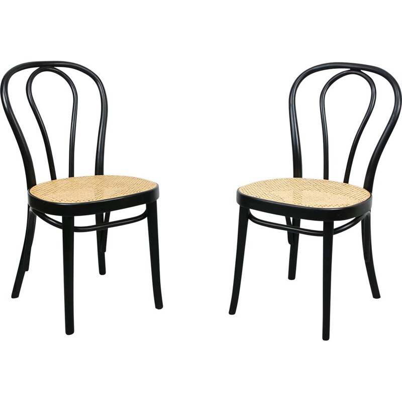 Pareja de sillas negras vintage N218 de Michael Thone