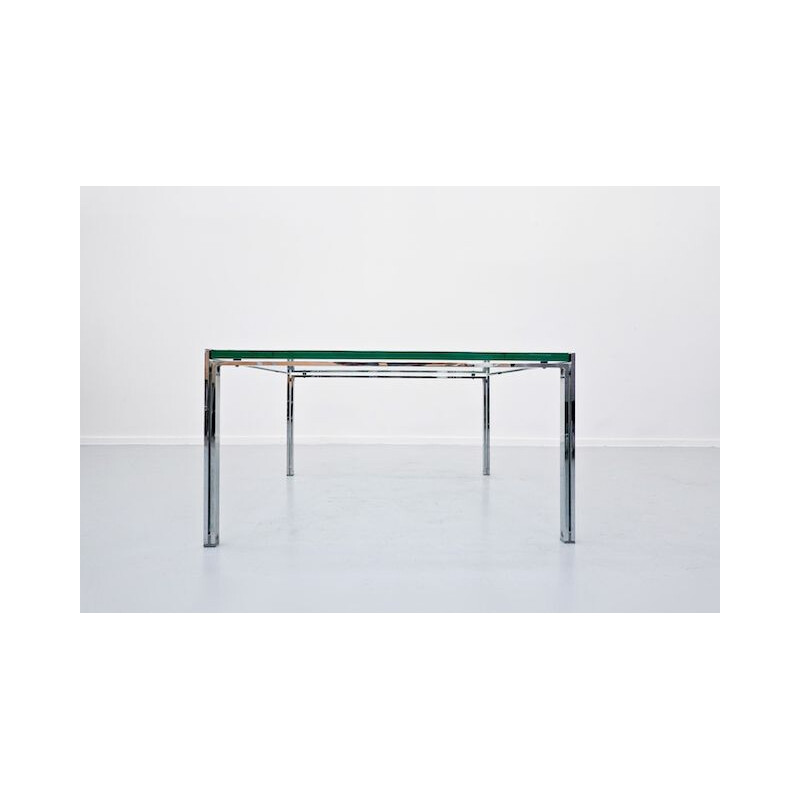 Table basse vintage en chrome et verre, 1960