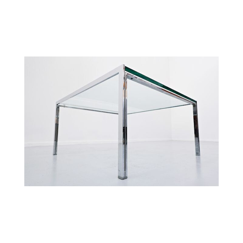 Vintage chrome and glass coffee table, 1960