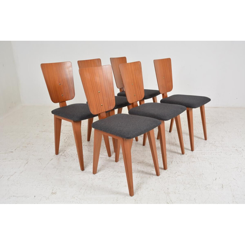 Set of 6 vintage chairs by André Sornay 1950