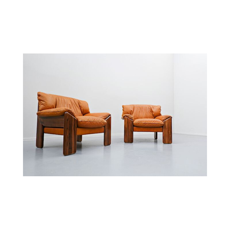 Pair of vintage armchairs from Sapporo for Mobil Girgi, Italy 1970