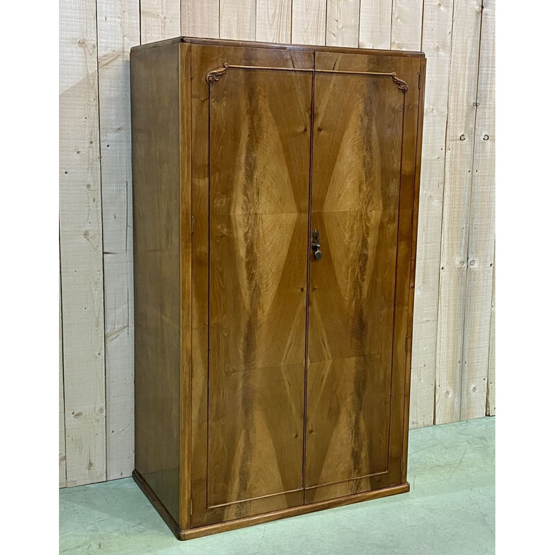 Vintage walnut wardrobe by Maple, English 1930s