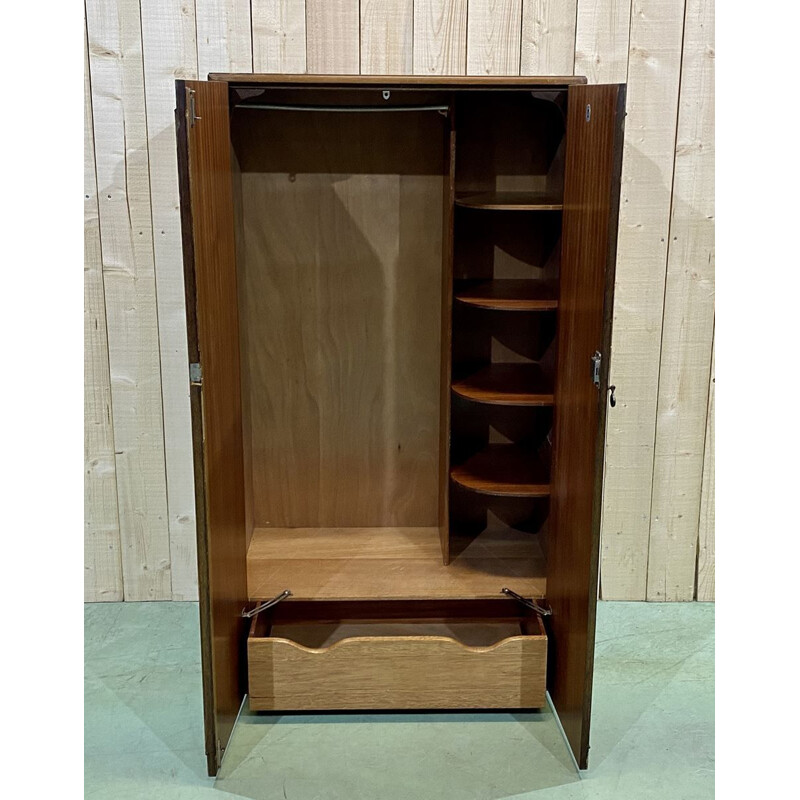 Vintage walnut wardrobe by Maple, English 1930s