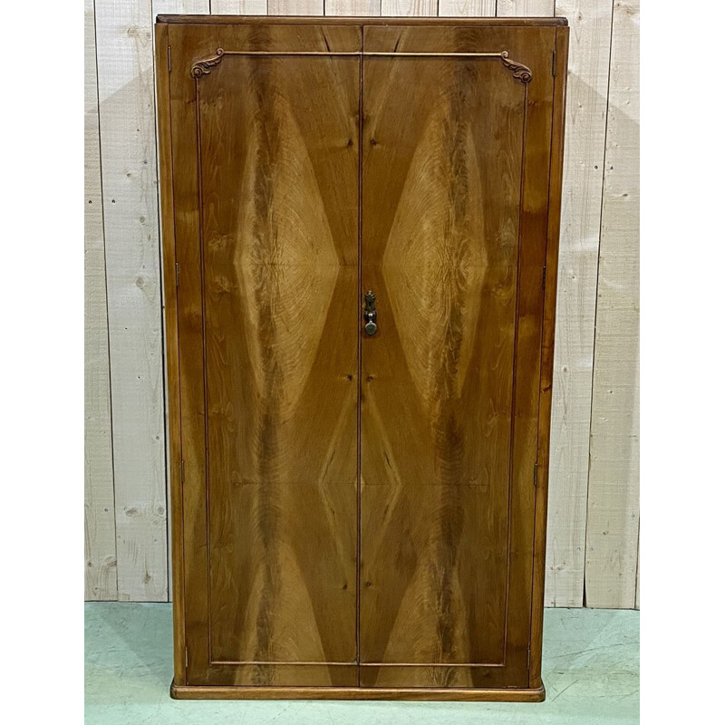 Vintage walnut wardrobe by Maple, English 1930s