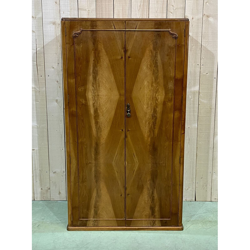 Vintage walnut wardrobe by Maple, English 1930s