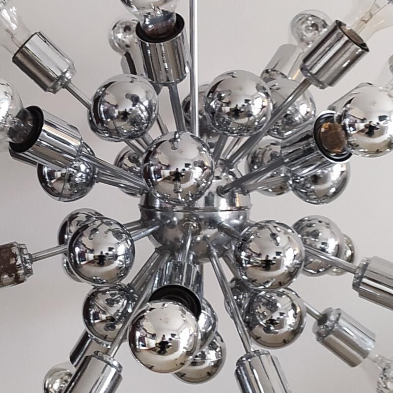 Vintage Sputnik chrome chandelier by Goffredo Reggiani, Italy 1970