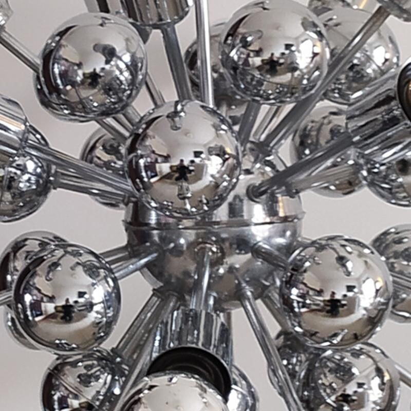 Vintage Sputnik chrome chandelier by Goffredo Reggiani, Italy 1970