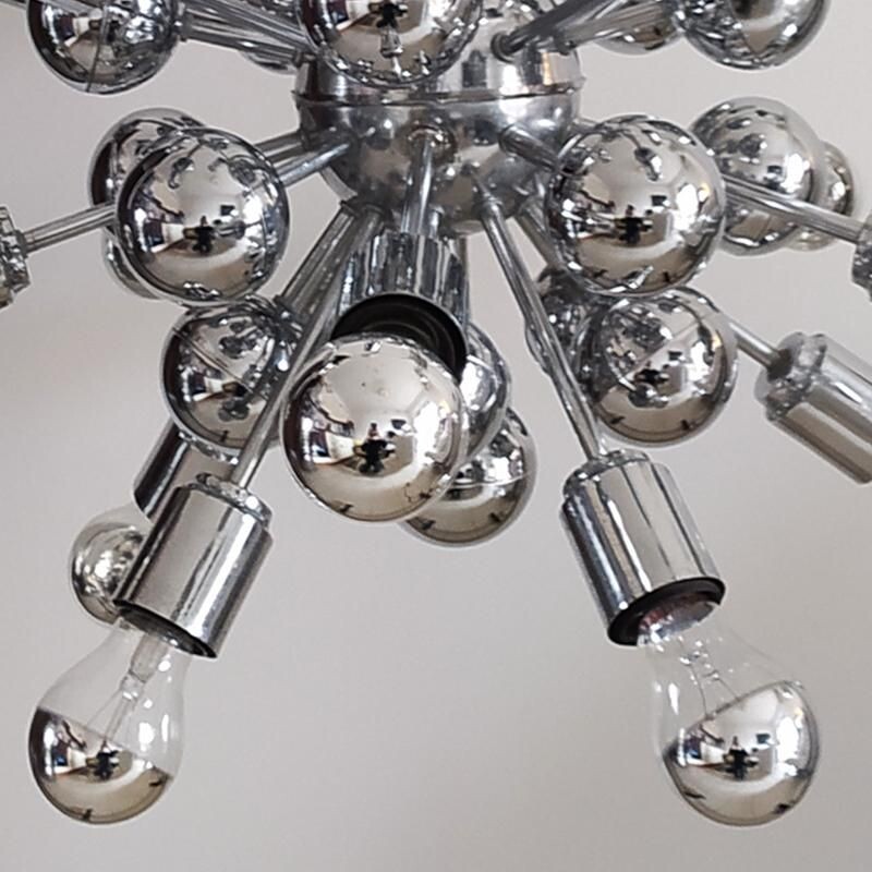 Lustre vintage Spoutnik en chrome de Goffredo Reggiani, Italie 1970