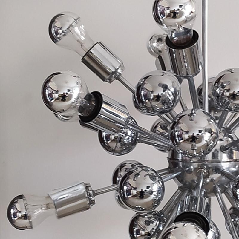 Vintage Sputnik chrome chandelier by Goffredo Reggiani, Italy 1970