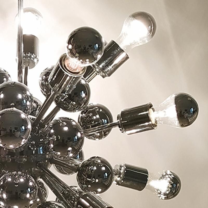 Vintage Sputnik chrome chandelier by Goffredo Reggiani, Italy 1970