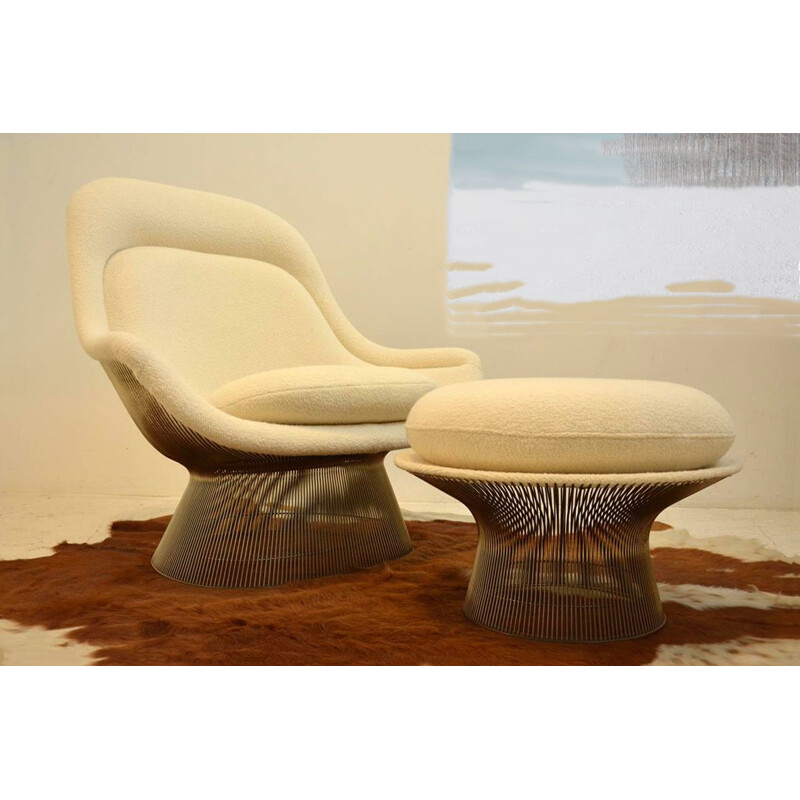 Vintage armchair and ottoman by Warren Platner, Knoll International Edition 1960