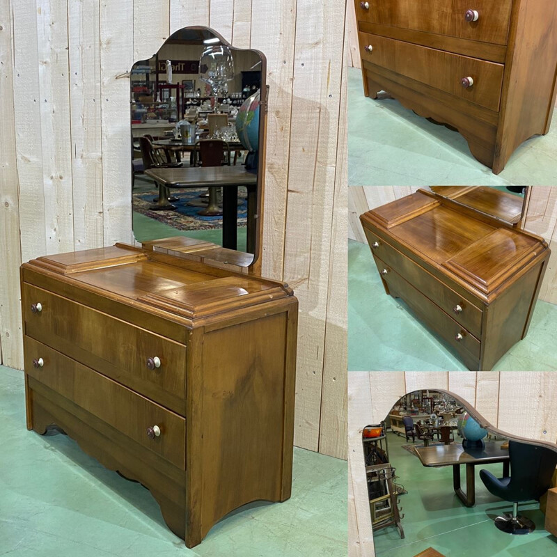 Vintage Art Deco dressing table in walnut, England 1930