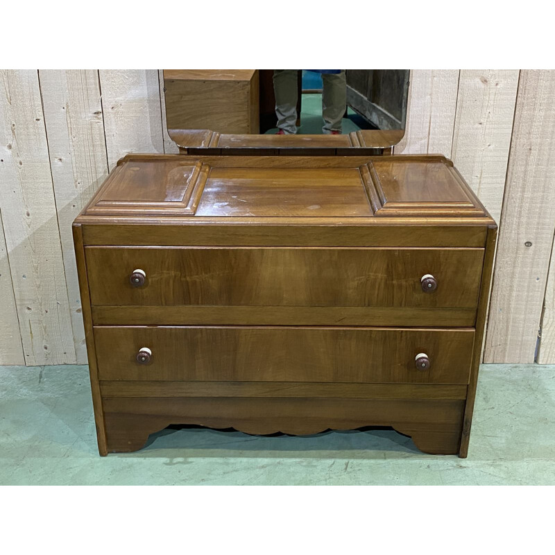 Vintage Art Deco dressing table in walnut, England 1930