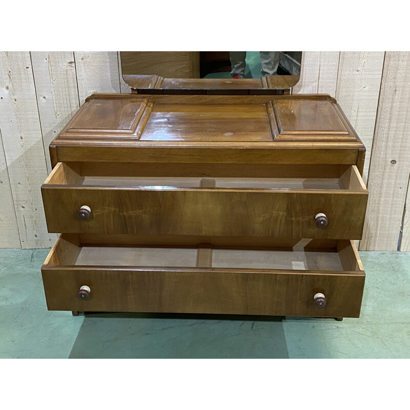 Vintage Art Deco dressing table in walnut, England 1930